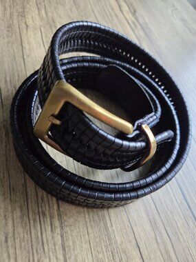 Tommy Bahama Black Woven Leather Belt